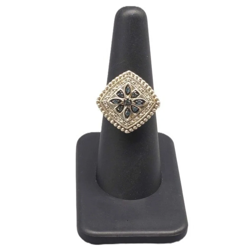 .925 SILVER DIAMOND 0.18CT FASHION RING SIZE 7 6.2G (GNH022685)